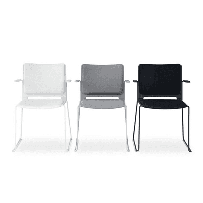 LAFILÒ CHAIR CHROMED SKID FRAME WITH ARMS